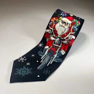 Noel Holiday Collection’s Tie with Biker Santa Riding a Motorcycle